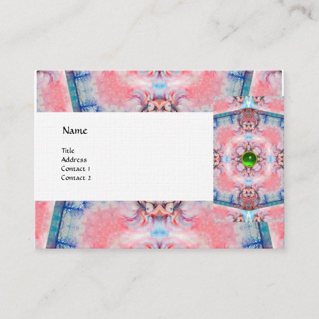 Tarjeta De Visita AVALON PSYCHEDELIC, hilo esmeralda rosa (Anverso)