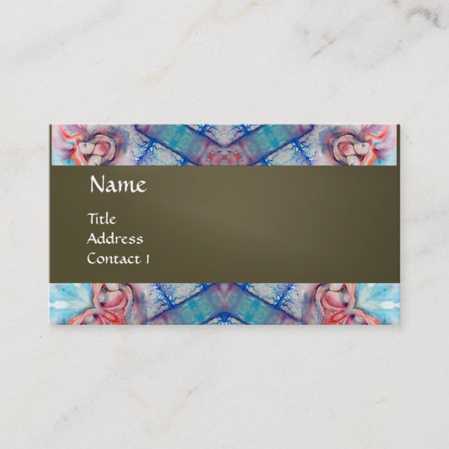 Tarjeta De Visita AVALON PSYCHEDELIC monograma, gris púrpura rosa (Anverso)