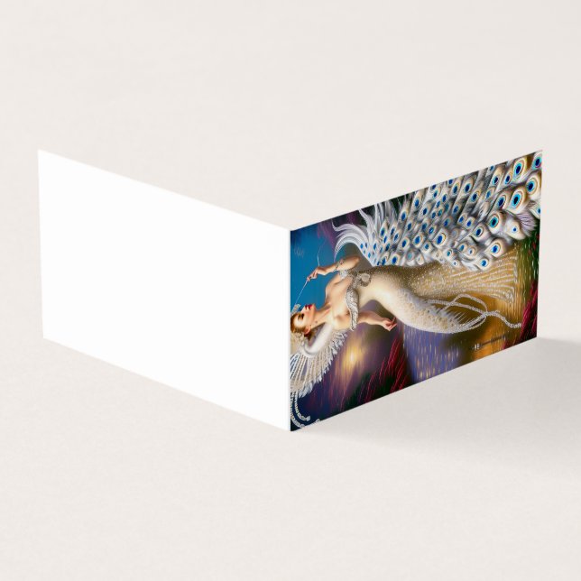 Tarjeta De Visita Ave de pavo real blanco de cuerpo entero asombroso (Exterior)