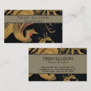 Tarjeta De Visita Ave dorado de gallo clásico japonés antiguo