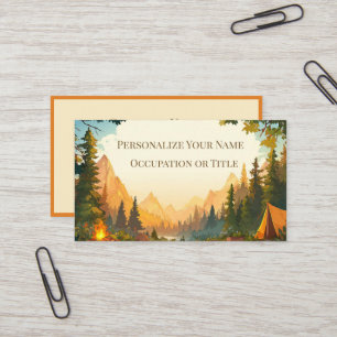Tarjeta De Visita Aventura de Camping en la Montaña – Naturaleza Mod