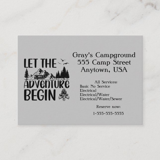 Tarjeta De Visita Aventuras de Campground (Anverso)