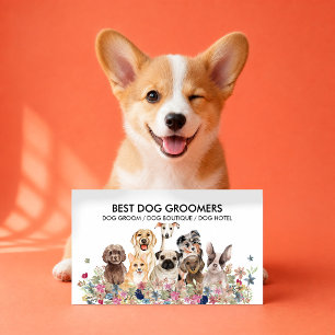 Tarjeta De Visita Aventuras de senderismo para perros blancos