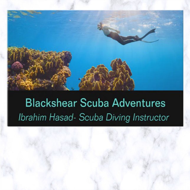 Tarjeta De Visita Aventuras y lecciones de Scuba editables (Subido por el creador)