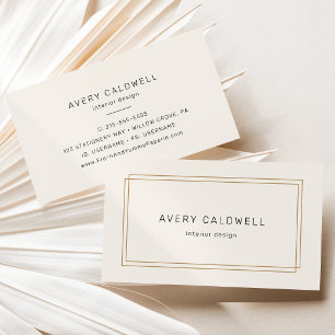 Tarjeta De Visita AVERY Chic Dorado Negro y Crema Doble Marco