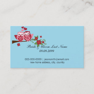 Tarjeta De Visita aves amorosas novios dirección nueva