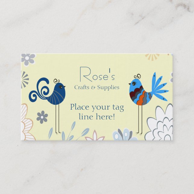 Tarjeta De Visita Aves azules decorativas modernas (Anverso)
