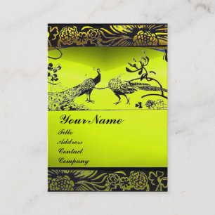 Tarjeta De Visita AVES DE AMOR boda, blanco negro, topaz amarillo