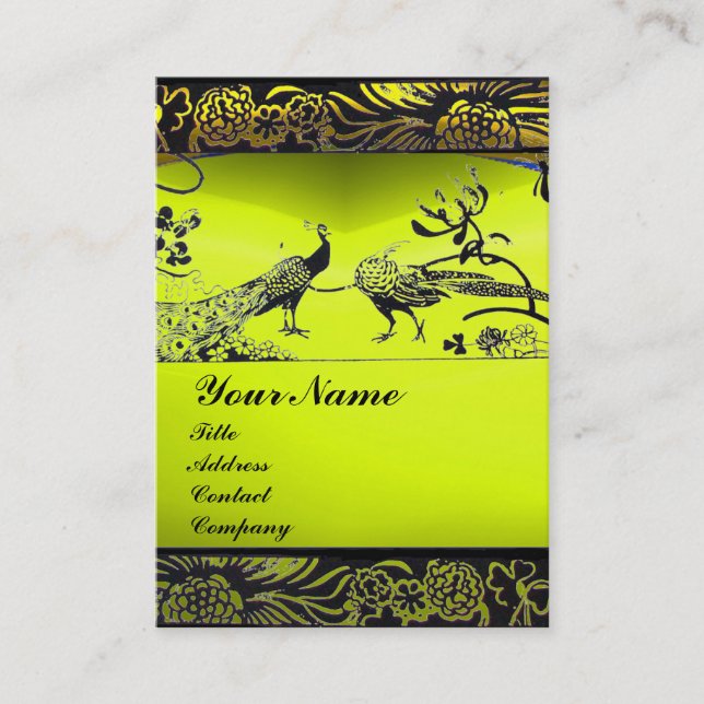 Tarjeta De Visita AVES DE AMOR boda, blanco negro, topaz amarillo (Anverso)