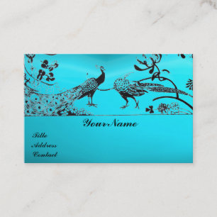 Tarjeta De Visita AVES DE AMOR boda / PEACOCKS azul turquesa negro