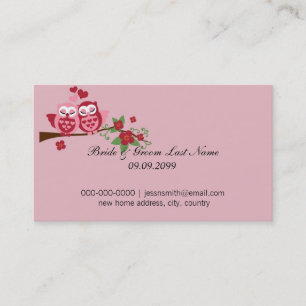 Tarjeta De Visita Aves de amor novia y novio nueva dirección