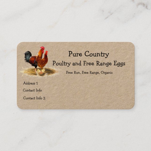 Tarjeta De Visita Aves de corral, pollo, Huevos libres, Orgánico (Anverso)
