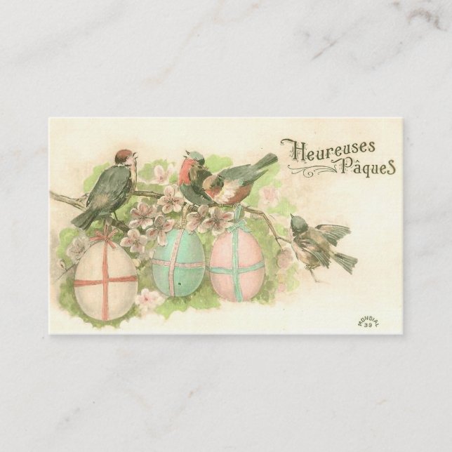 Tarjeta De Visita Aves de Pascua saludan (Anverso)