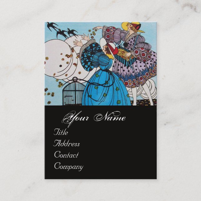 TARJETA DE VISITA AVES DE PRIMAVERA / DISEÑADOR DE COSTUMBRES DE BEL (Anverso)