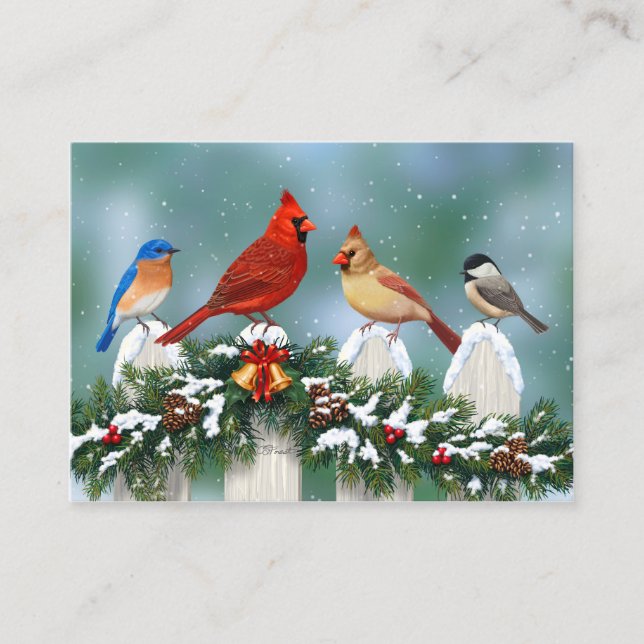 Tarjeta De Visita Aves de vacaciones y Navidades Garland (Anverso)