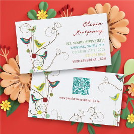 Tarjeta De Visita Aves De Verano Coloridas Y Singulares Y Natación M