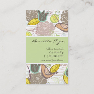 Tarjeta De Visita Aves dulces y floridas cartas de perfil de jardín