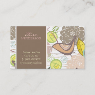 Tarjeta De Visita Aves dulces y floridas cartas de perfil de jardín