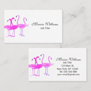 Tarjeta De Visita Aves Flamingo Acuarela Rosa Tropical