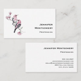 Tarjeta De Visita Aves rosadas y negras en una rama de árbol