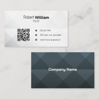 Tarjeta De Visita Aviación Moderna con Código QR | Blanco Negro Mini