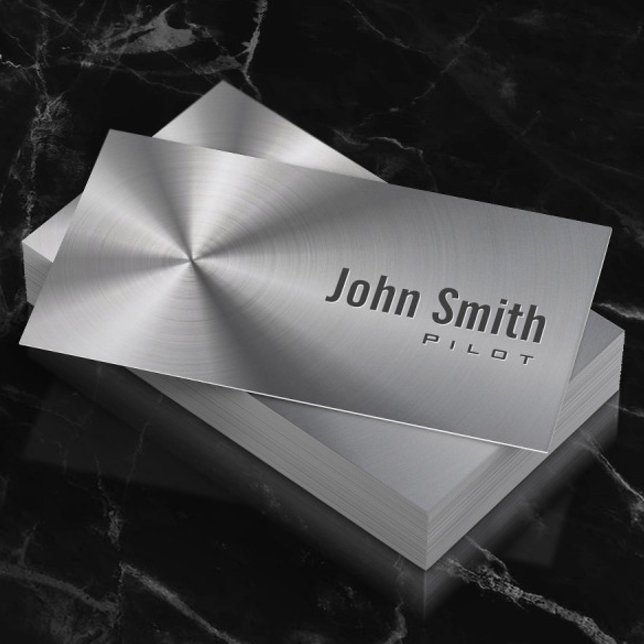 Tarjeta De Visita Aviador piloto Faux Metálico de acero inoxidable M (Subido por el creador)