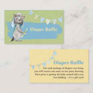 Tarjeta De Visita Aviator Wolf Baby Shower Diaper Raffle