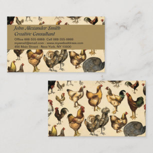 Tarjeta De Visita Avicultura Antigüa del Mundo Arte de Razas de Gall
