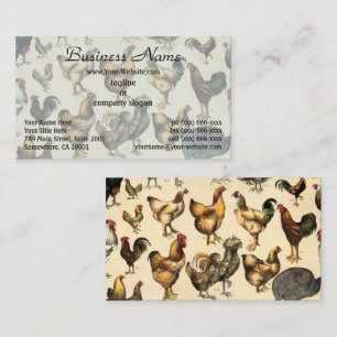 Tarjeta De Visita Avicultura Antigüa del Mundo Arte de Razas de Gall