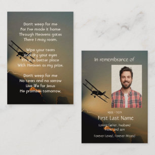 Tarjeta De Visita Avión piloto de oraciones fotográficas conmemorati