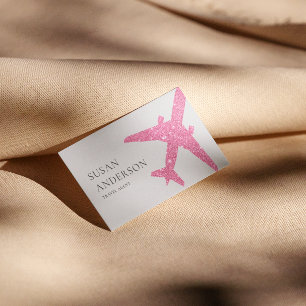 Tarjeta De Visita Avión Purpurina Rosado