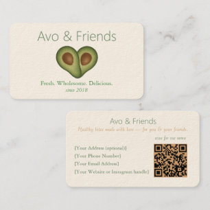 Tarjeta De Visita Avo y amigos Logotipo de aguacate Comida saludab