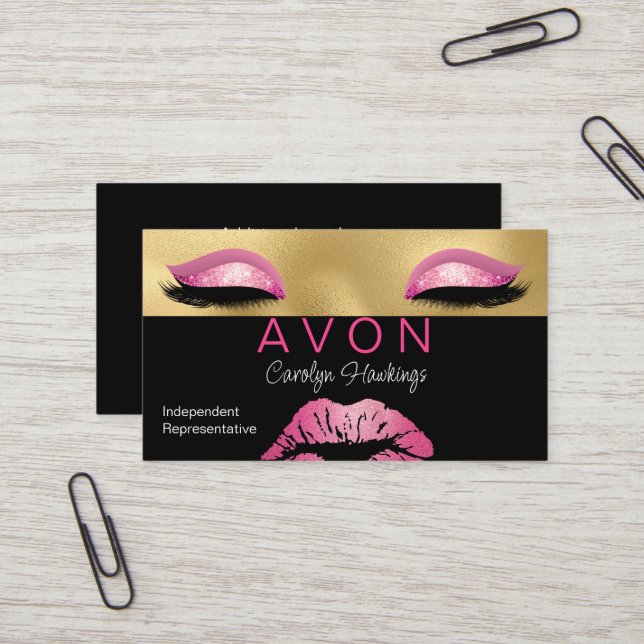 Tarjeta de visita Avon de Glam Independent Rep (Anverso/Reverso In Situ)