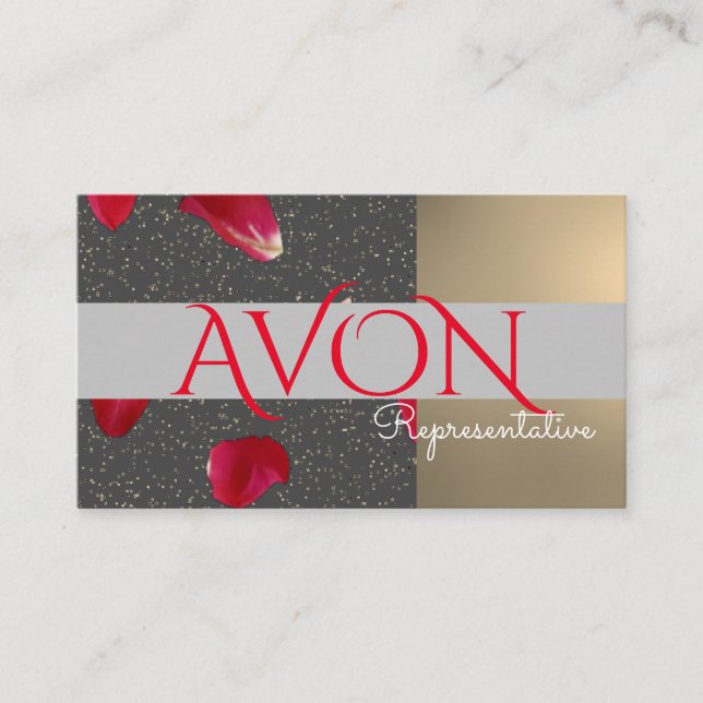 Tarjeta De Visita Avon personalizado del oro y los Rosas (Anverso)