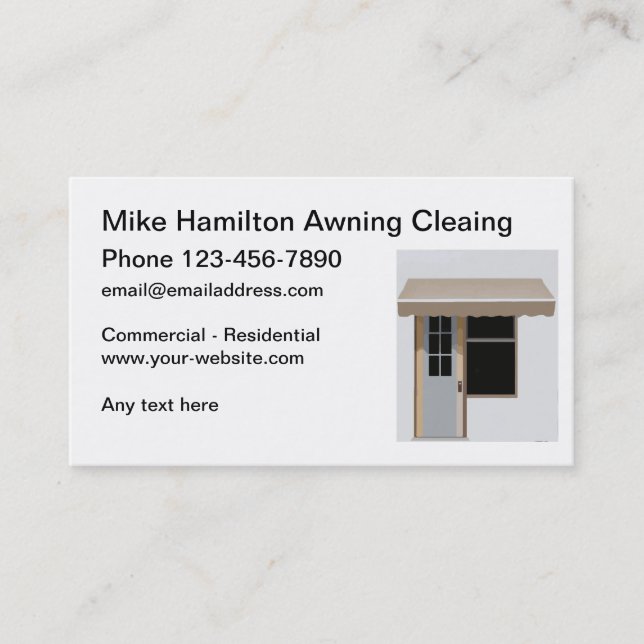 Tarjeta De Visita Awning Cleaning Service New Business Cards (Anverso)