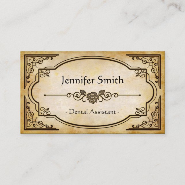 Tarjeta De Visita Ayudante dental - Elegante Antigüedad de época (Anverso)