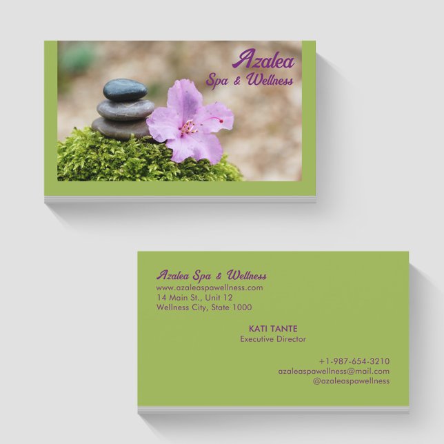 Tarjeta De Visita Azalea Spa & Wellness Green Business Card (Subido por el creador)