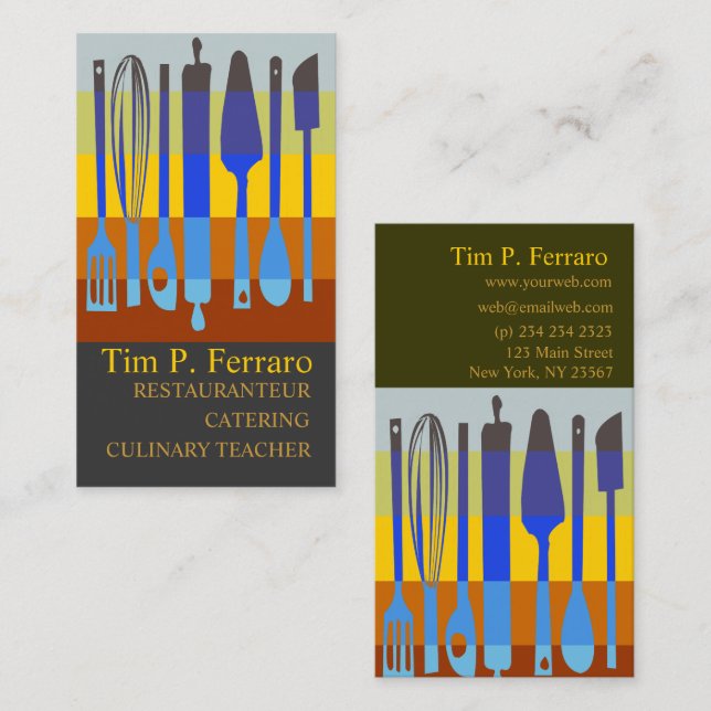 Tarjeta De Visita Azótelo cocinero culinario de abastecimiento de la (Anverso / Reverso)