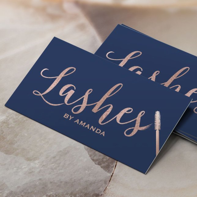 Tarjeta De Visita Azotes Artista de maquillaje Rosa de guión dorado  (Subido por el creador)