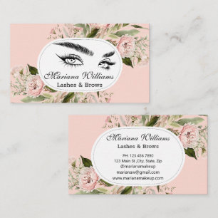 Tarjeta De Visita azotes y cejas floral rosa giratorio moderno elega