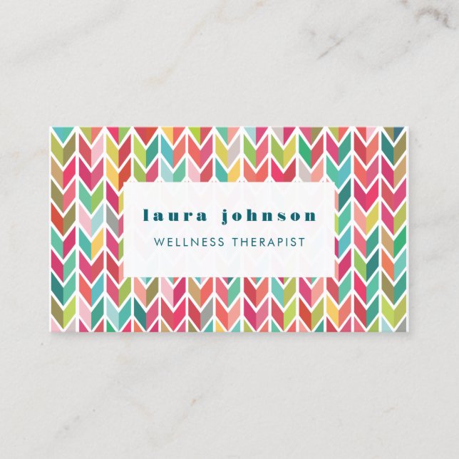 Tarjeta De Visita Aztec Arrows Pattern Masseuse Wellness Therapy (Anverso)