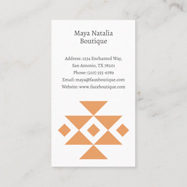 Tarjeta de visita Aztec Pattern Boho Boutique Salo (Reverso)