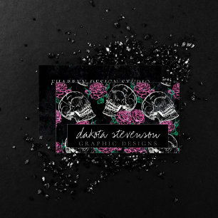 Tarjeta De Visita Azúcar Skull Rosa   Girly Gothic Grunge Glam