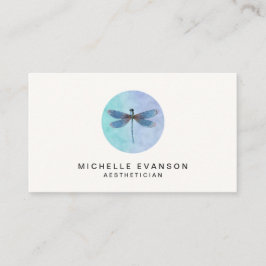 Tarjeta De Visita Azul acuarela Dragonfly Elegante Logotipo