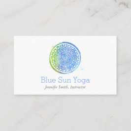 Tarjeta De Visita Azul acuarela Mandala Yoga y Wellness