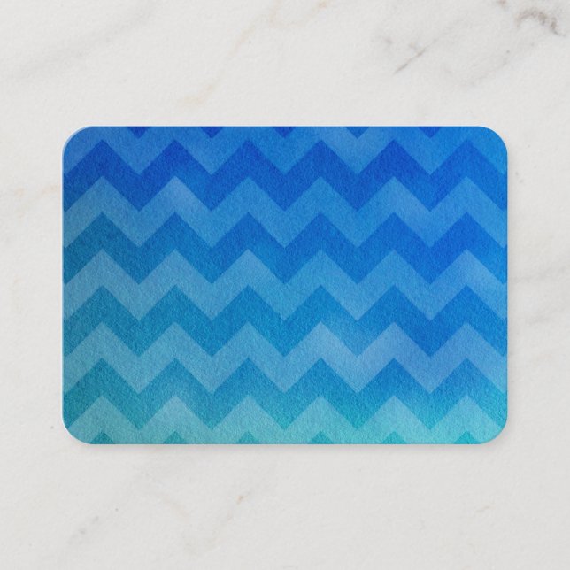 Tarjeta De Visita Azul acuarela Ombre Chevron (Anverso)