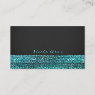 Tarjeta De Visita Azul Acuático y Gris Glam Moderno Lentejuelas Chic