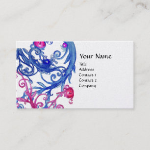 Tarjeta De Visita AZUL BERRIES SWIRLS perla metálica