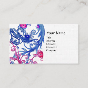 Tarjeta De Visita AZUL BERRIES SWIRLS Ropa metálica
