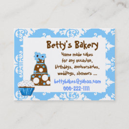 Tarjeta de visita azul, blanca, y marrón bonita